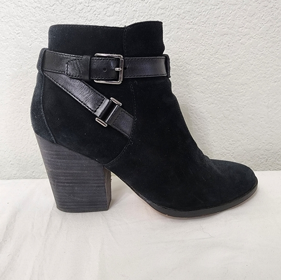 COLE HAAN MINNA BLACK SUEDE SIDE ZIP MINNA ANKLE BOOTIE SIZE 8.5 - Picture 5 of 16